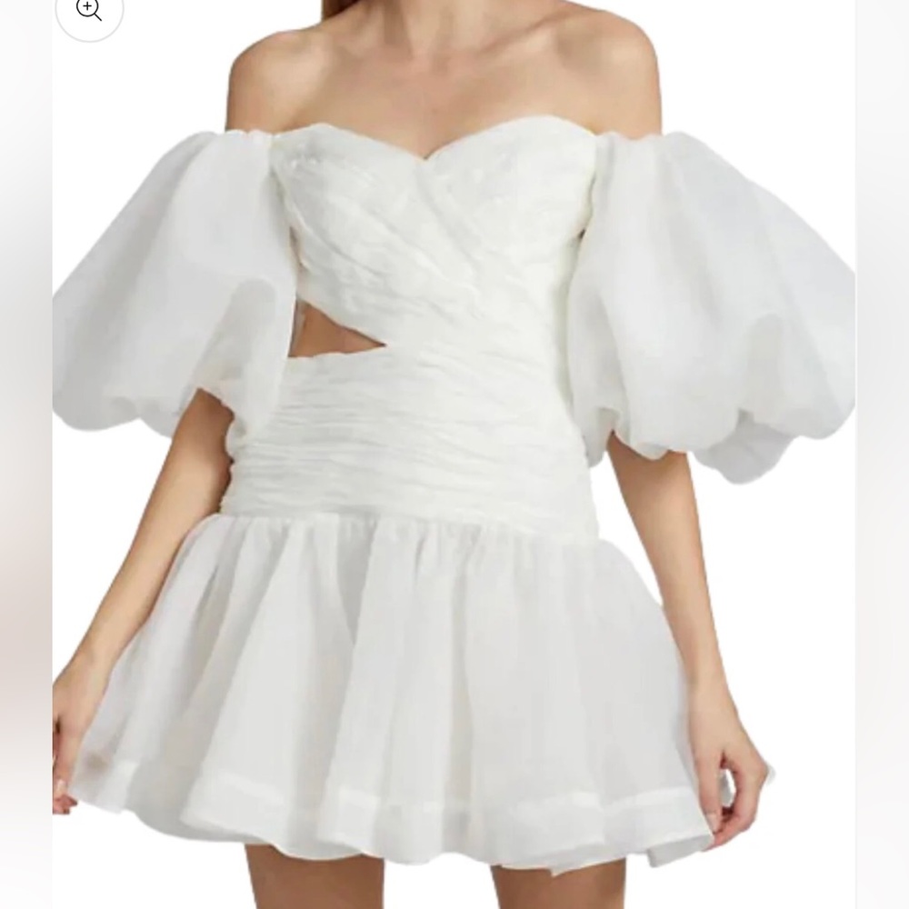 White puff sleeve mini dress